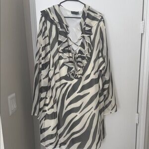 ASOS Curve Zebra Print Midi Dress in Black and White